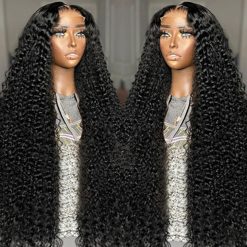 Eullair Voluminous Sleek Tangle-Free Kinky Curly Lace Frontal Wig | Invisible Lace Human Hair Wig for Black Women | Perfect for Daily Wear, Parties & Special Occasions