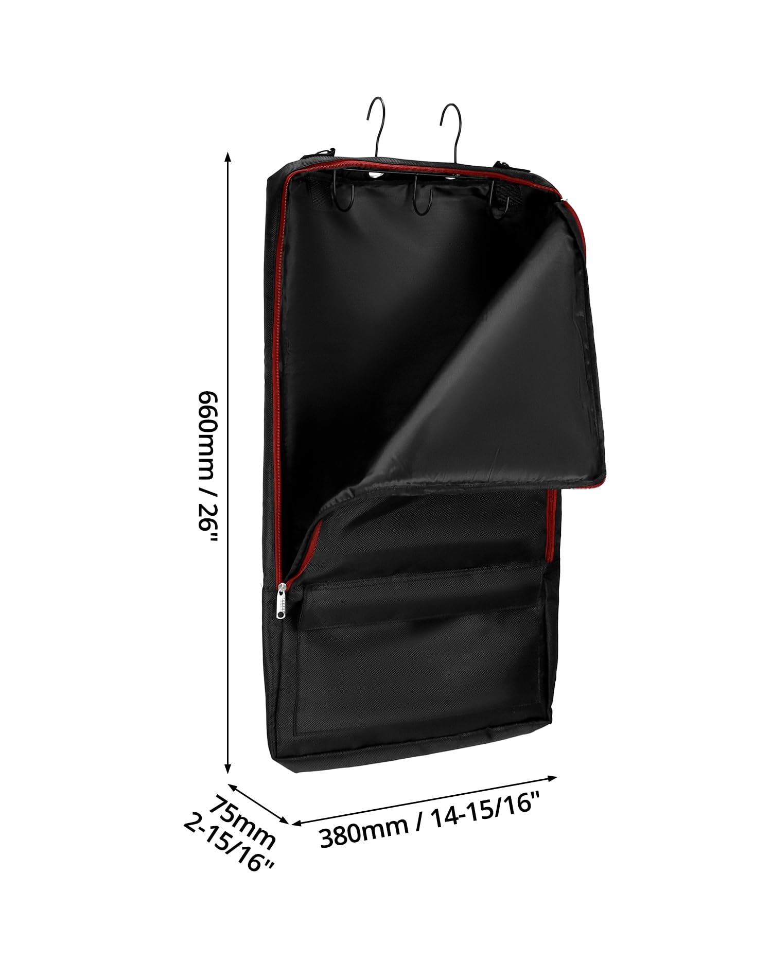 QWORK Horse Bridle Bag with Hooks - Durable Tack Carry Bag for Equestrian Gear Storage - Includes 3-Prong Tack Rack Organizer - Perfect for Stable, Barn & Horse Show Travel (Black)