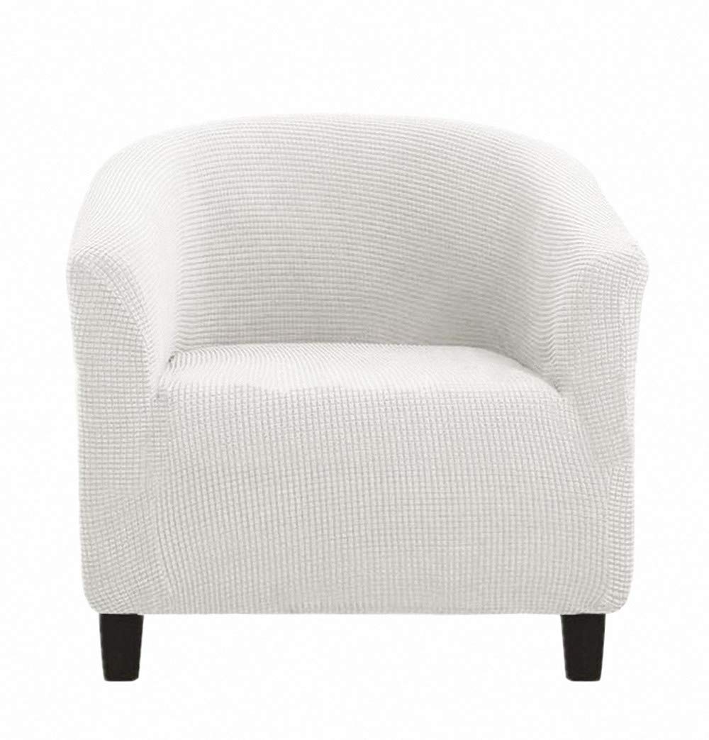 Stretch Spandex Jacquard Club & Cafe Chair Slipcover - Breathable, Washable Chair Protector for Home, Office, Restaurant - White - Perfect for Dining, Lounge, and Outdoor Use