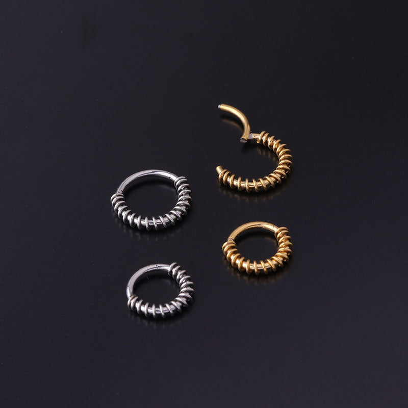 16G 8mm 10mm Stainless Steel Wire Wrap Nose Septum Ring - HSPJ718 | Hypoallergenic Body Jewelry for Women & Men | Perfect for Septum Piercing, Nose Hoops & Boho Style