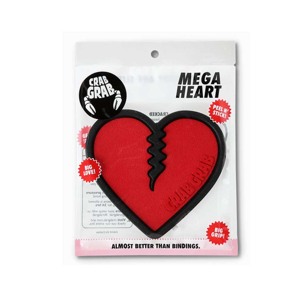 Crab Grab 21/22 Mega Heart Stomp Pad - Non-Slip Snowboard Traction Pad in Red - Perfect for Snowboarding & Winter Sports