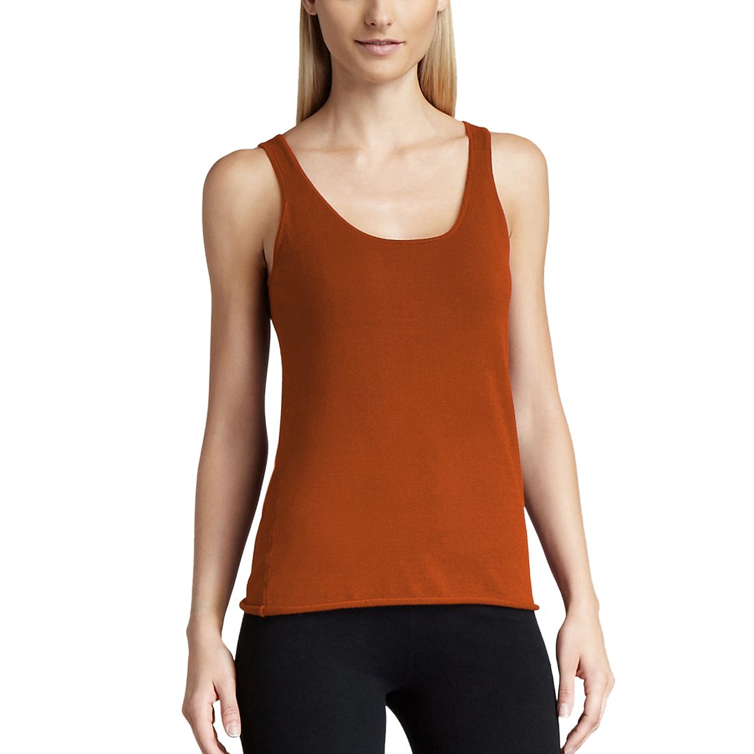 Parisbonbon Women's 100% Cashmere Scoop Neck Tank Top - Soft & Luxurious Orange Sweater for Plus Size 5X - Perfect for Layering, Office Wear & Casual Outfits