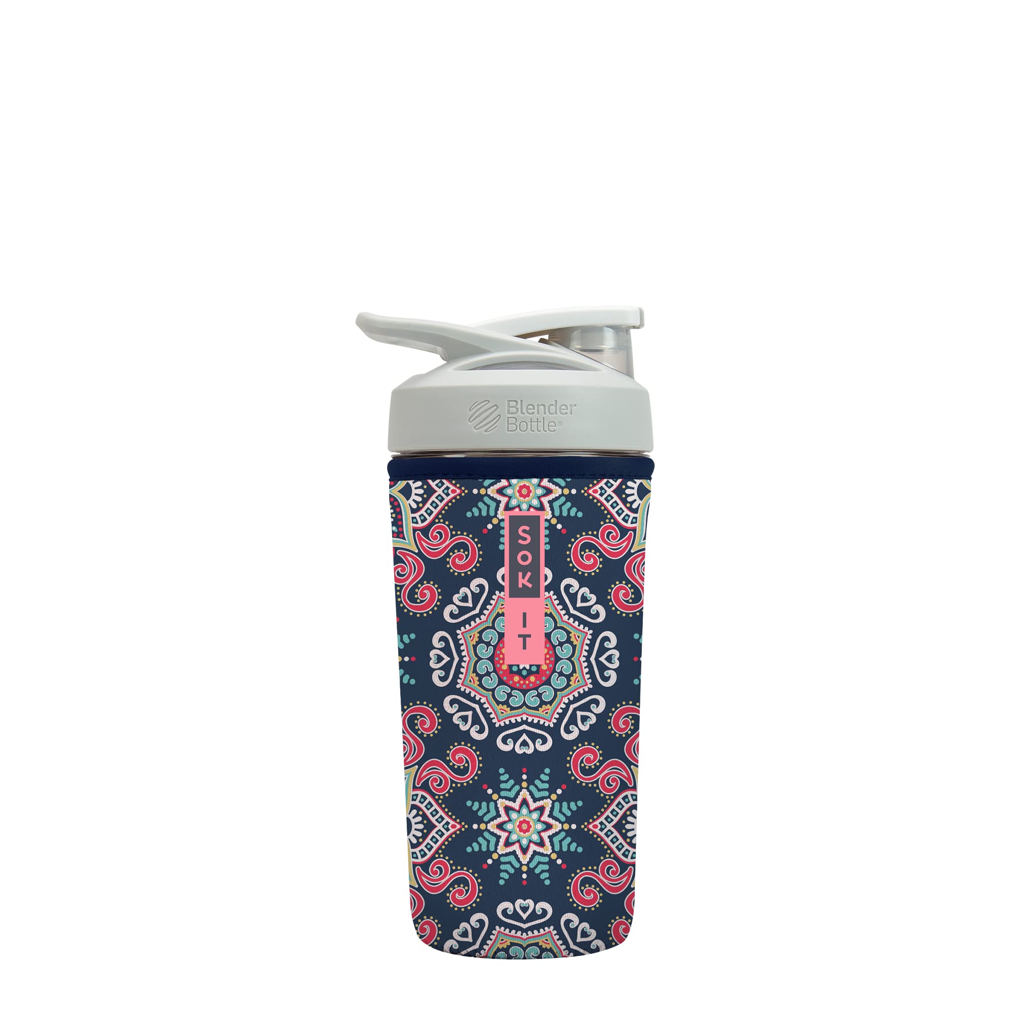 Premium Insulated Neoprene Protein Shaker Bottle Cover - Floral Burst Design, Fits 28oz Blender Bottles | Leak-Proof Gym Accessory for Protein Shakes & Workout Drinks | Perfect for Fitness Enthusiasts & Athletes