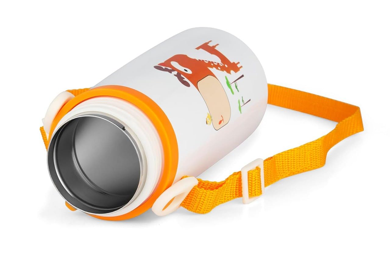 Pelton Funtime Kids Insulated Water Bottle 480ml - BPA Free Plastic Straw Cup with Leak Proof Lid for School, Picnic & Travel | Food Grade Safe | Orange