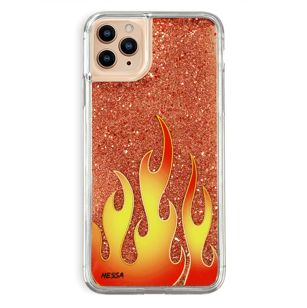 Sparkle Glitter Flames iPhone Case by Nessa - Trendy Protective Phone Cover for iPhone 13/14/15 Pro Max - Perfect for Parties, Concerts & Festivals