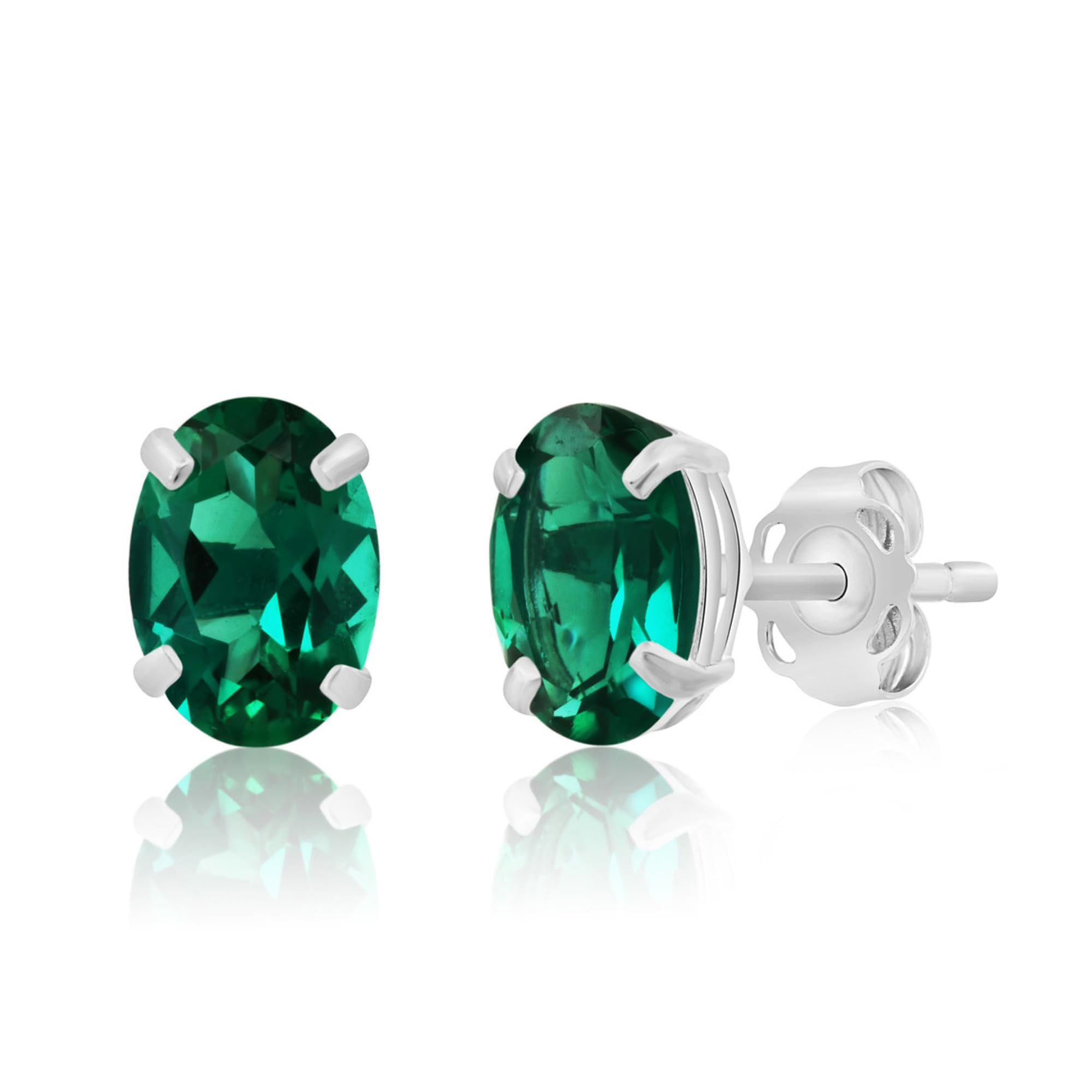 14K Gold Oval Stud Earrings for Women - 7x5mm Gemstone Birthstone Earrings with Push Backs | Real 14 Karat Gold Hypoallergenic Studs | Perfect Gift for Birthday, Anniversary & Everyday Wear | MAX + STONE