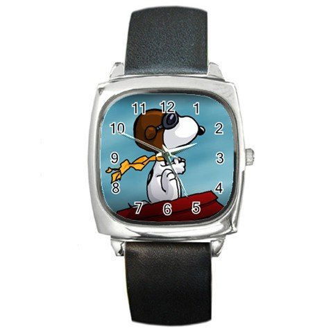 Snoopy and the Red Baron Square Metal Watch for Men - Vintage Inspired Casual & Dress Timepiece - Perfect for Collectors, Gifts, and Everyday Wear