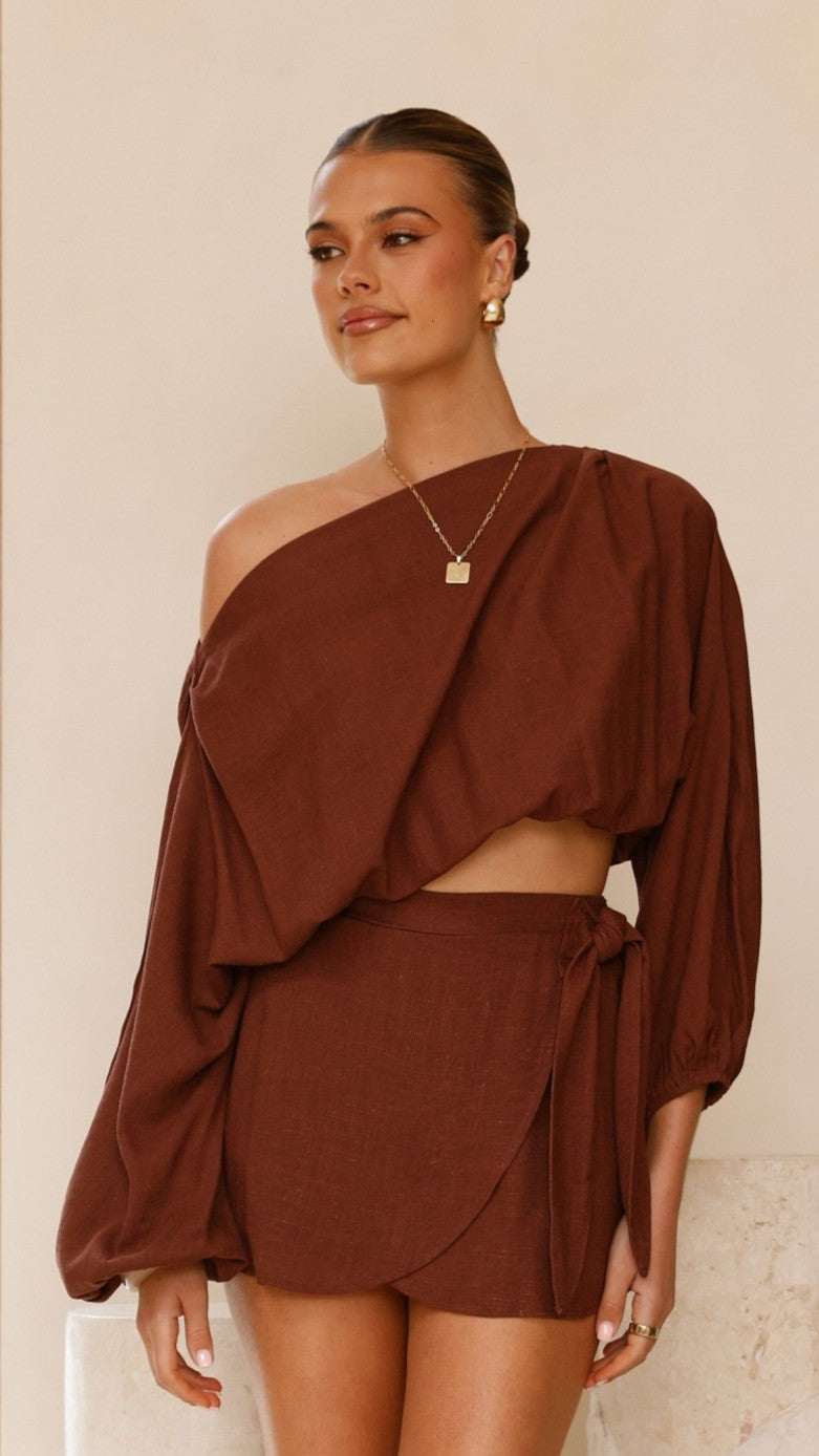 Ilara Wrap Skort - Stylish Chocolate Brown Skirt with Wrap Design for Women | Perfect for Casual Outings, Office Wear & Summer Fashion