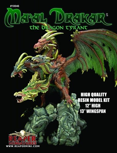Reaper Miniatures Ma'al Drakar The Dragon Tyrant - Unpainted Resin Model Kit #10046 for Tabletop RPG, D&D, and Fantasy Wargaming Scenes