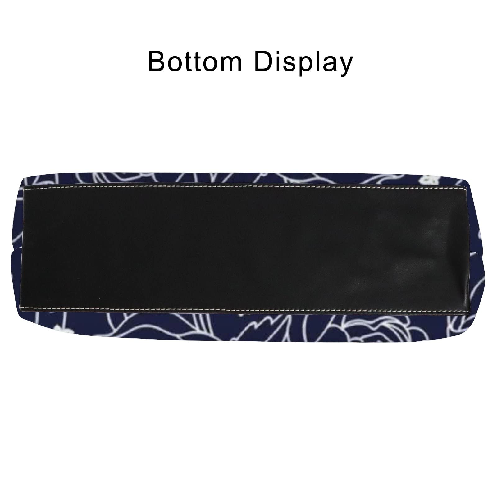 Stylish Navy Blue Floral Leather Tote Bag for Women - Crossbody Work Purse with Zipper | Perfect for Office, Travel & Everyday Use