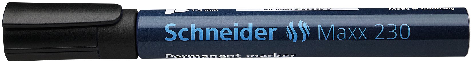 Schneider 230 Permanent Marker Pens - 1-3mm Fine Tip, Refillable Aluminum Body, Black Ink (Pack of 10) - Ideal for Office, Warehouse, Industrial Labeling & DIY Projects