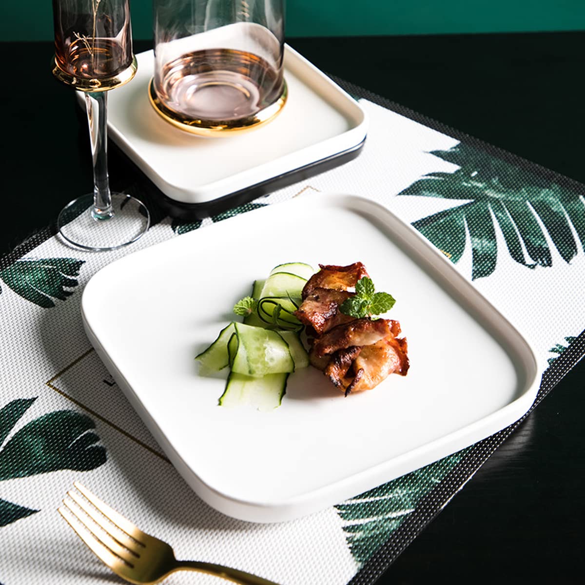 2-Pack White Porcelain Square Dinner Plates - 6 Inch Appetizer & Serving Dishes for Steak, Pasta, Salad, Snacks, Pizza - Perfect for Restaurants, Dinner Parties & Home Dining
