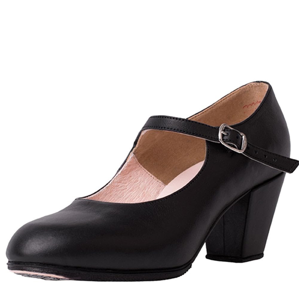 Miguelito 1680 Women's Flamenco Dance Shoes with Nails - Genuine Leather Sevilla Style 6cm Heel - Perfect for Spanish Dance Performances & Latin Dance Classes