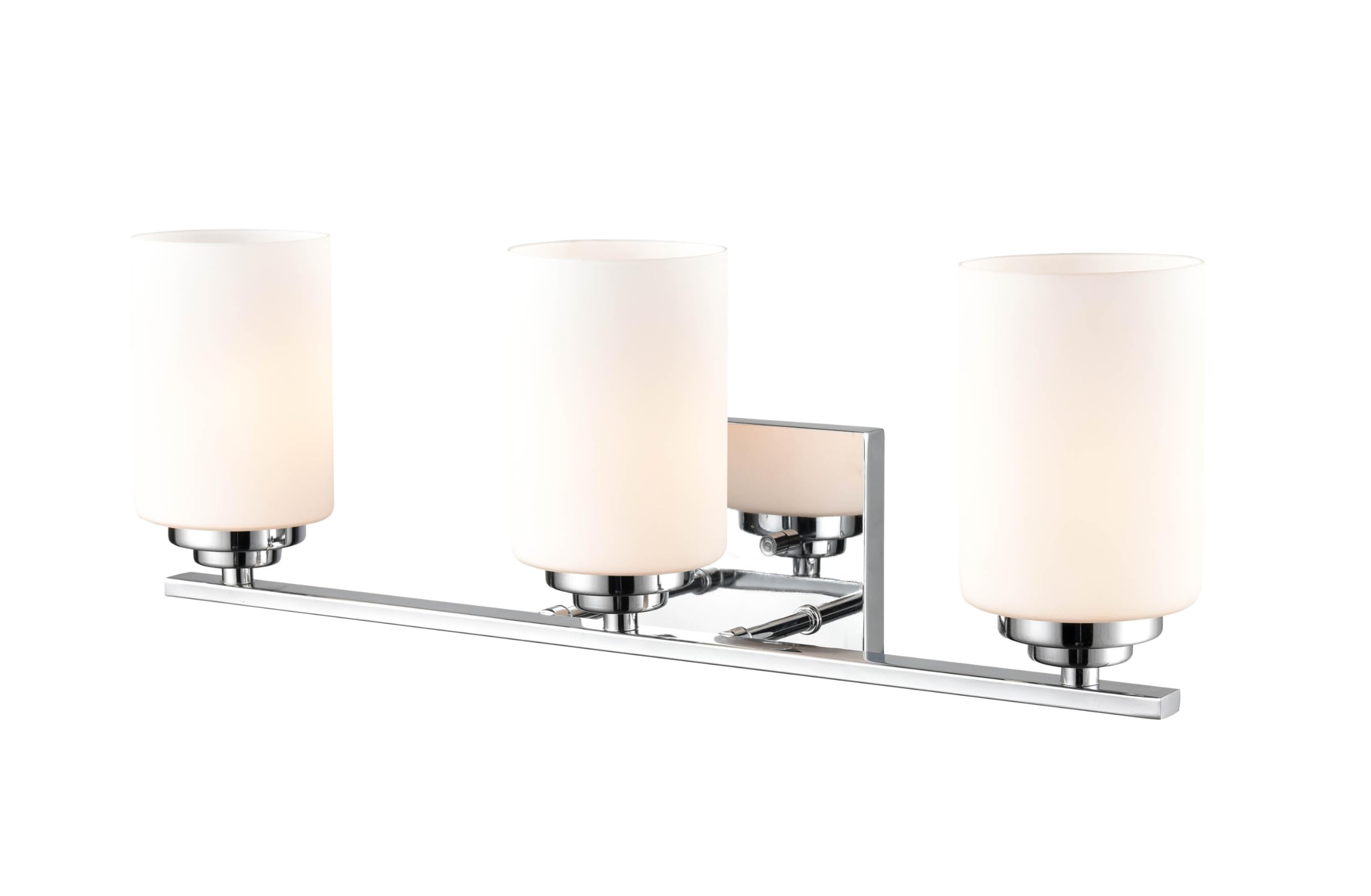 ML Lighting Durham 3-Light Bathroom Vanity Light - 7.88 Inches Tall, 22 Inches Wide Chrome Finish - Perfect for Bathroom Mirror Lighting, Powder Room Decor, and Modern Home Illumination