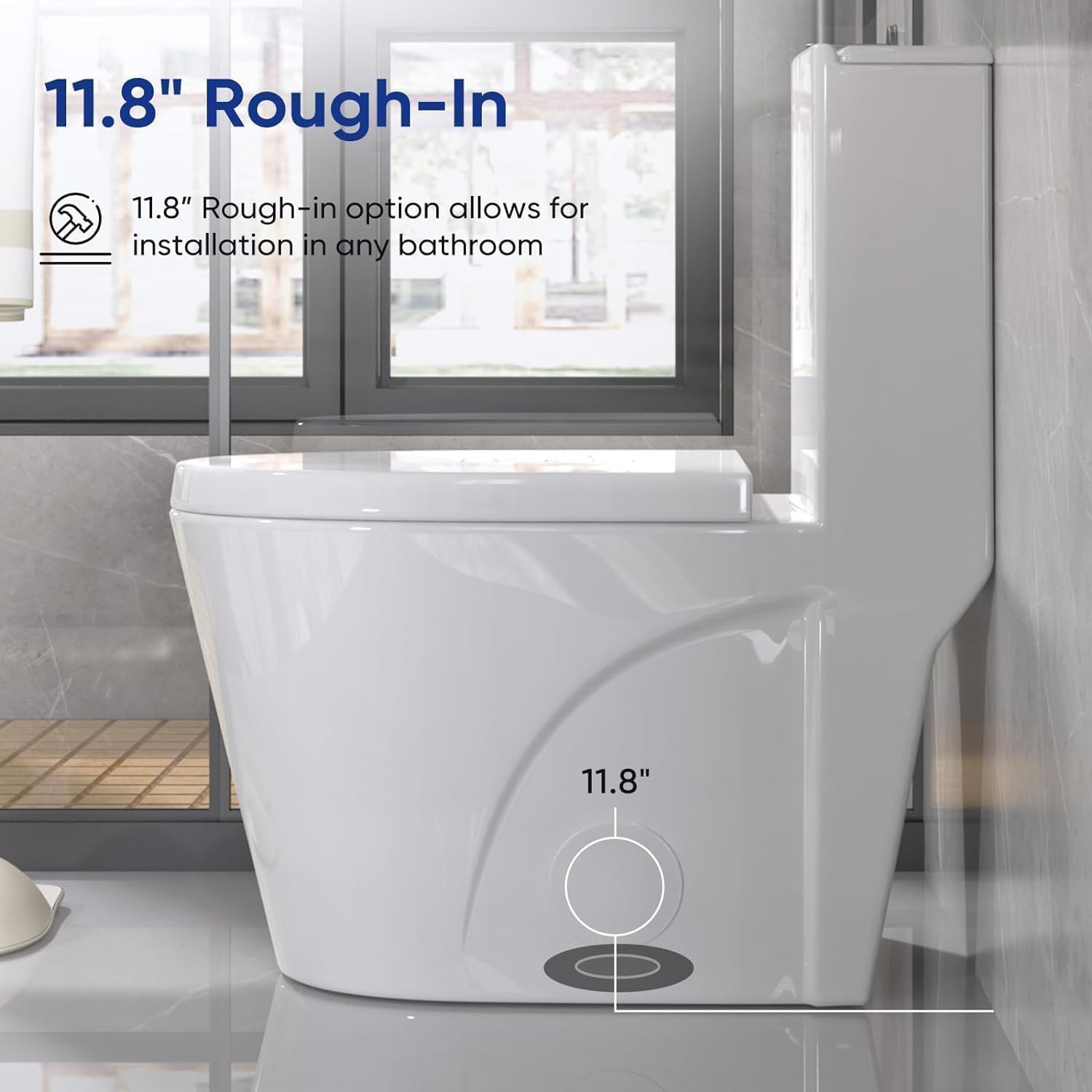 1.6 GPF Elongated Dual Flush Toilet with Soft Close Seat - 15.5