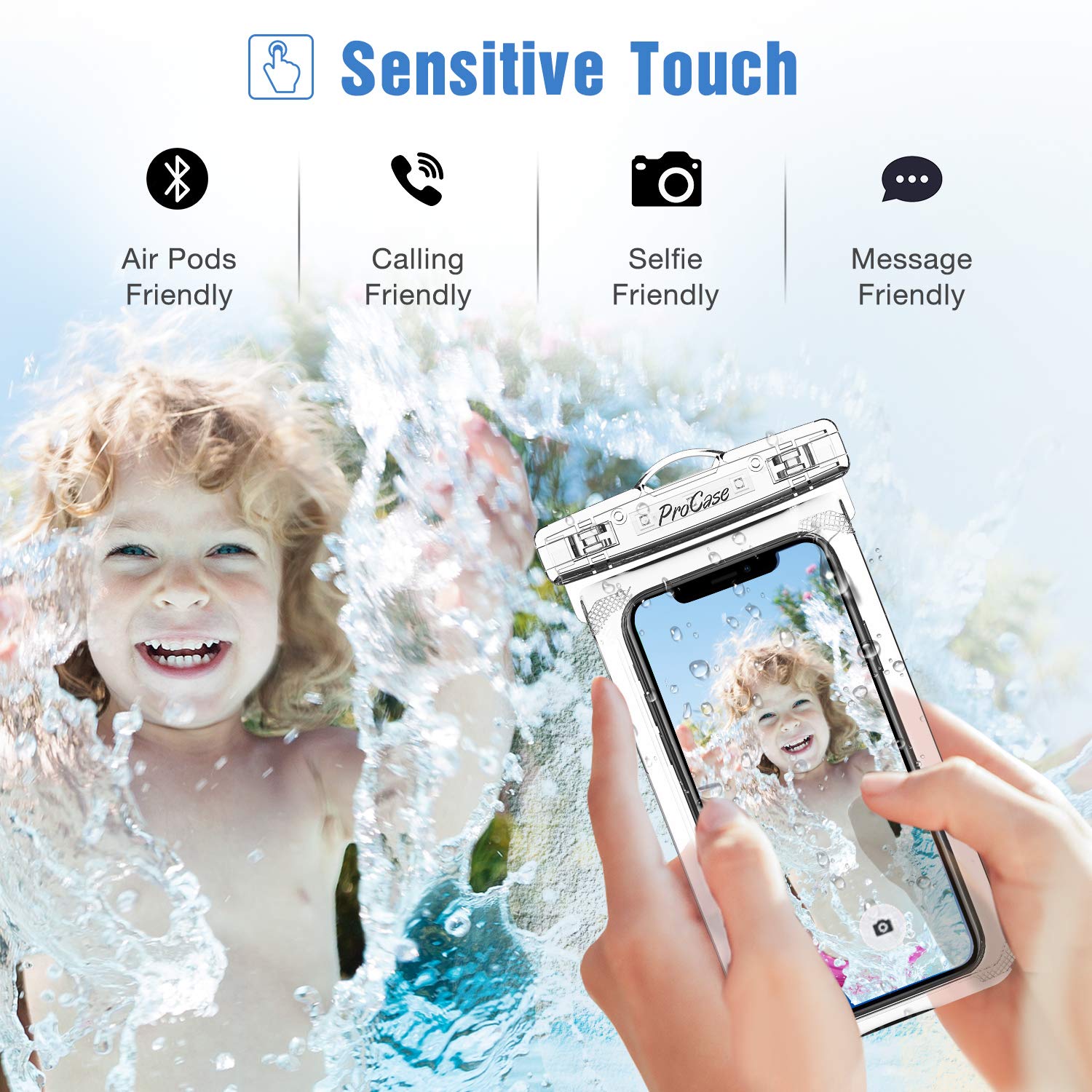 ProCase 2 Pack Waterproof Phone Pouch for iPhone 16/15/14/13 Pro/Plus/Max, Galaxy S24/S23/S22 Ultra & Pixel - Clear Underwater Dry Bag Case up to 7