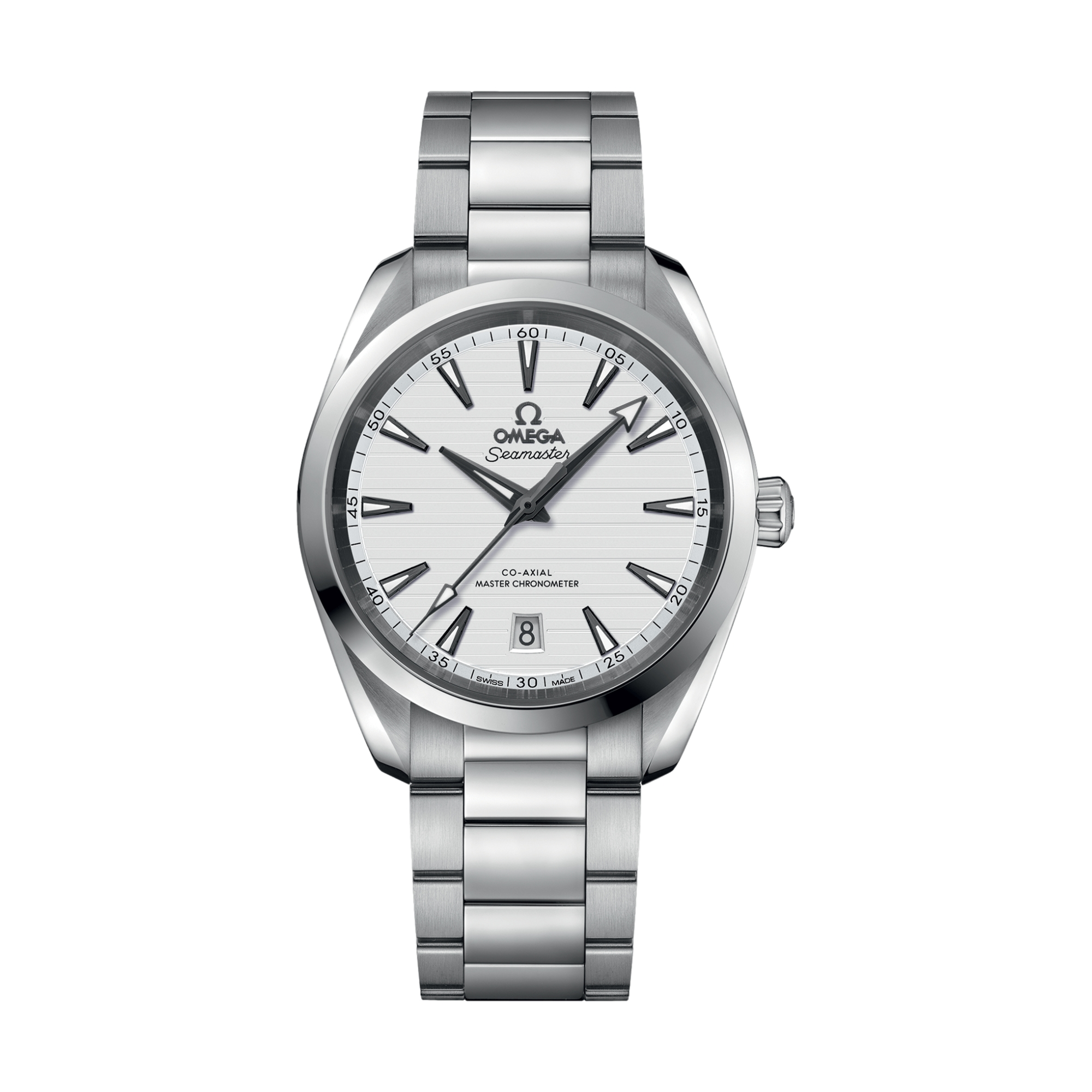 Omega Seamaster Aqua Terra 150M Co-Axial Master Chronometer 38mm Silver Dial Men's Watch on Stainless Steel Bracelet - Luxury Dress Watch for Business, Formal Occasions & Everyday Wear