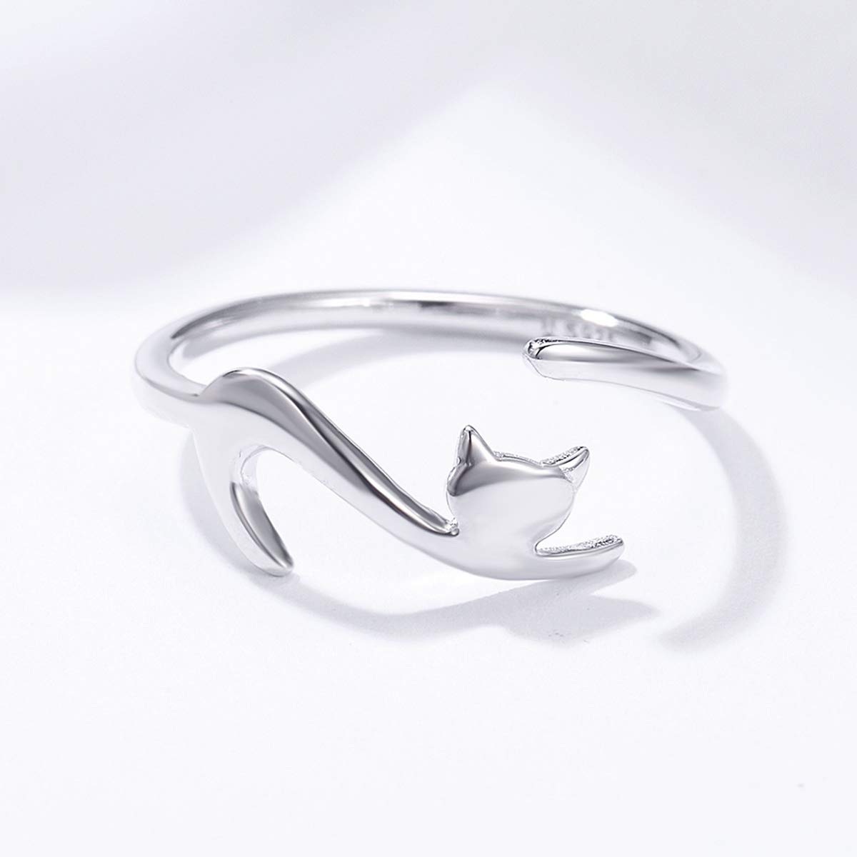 925 Sterling Silver Adjustable Cat Ring for Women - Elegant Kitty Jewelry Gift for Her, Perfect for Mother's Day, Birthday & Everyday Wear