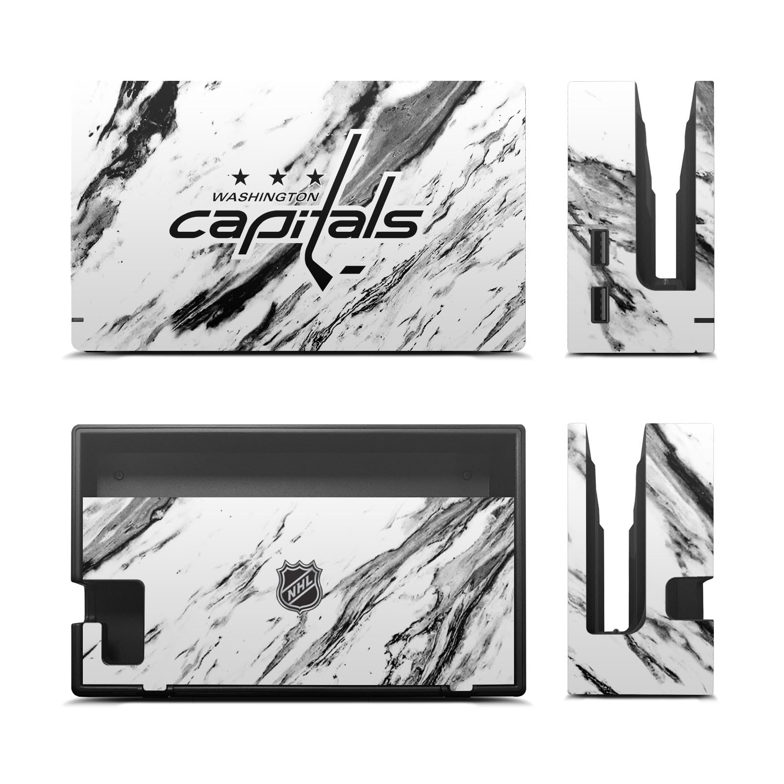 Official NHL Licensed Washington Capitals Marble Vinyl Skin Sticker Bundle - Compatible with Nintendo Switch Console, Dock & Joy-Con Controllers - Perfect for Gaming, Customization & Team Spirit Display