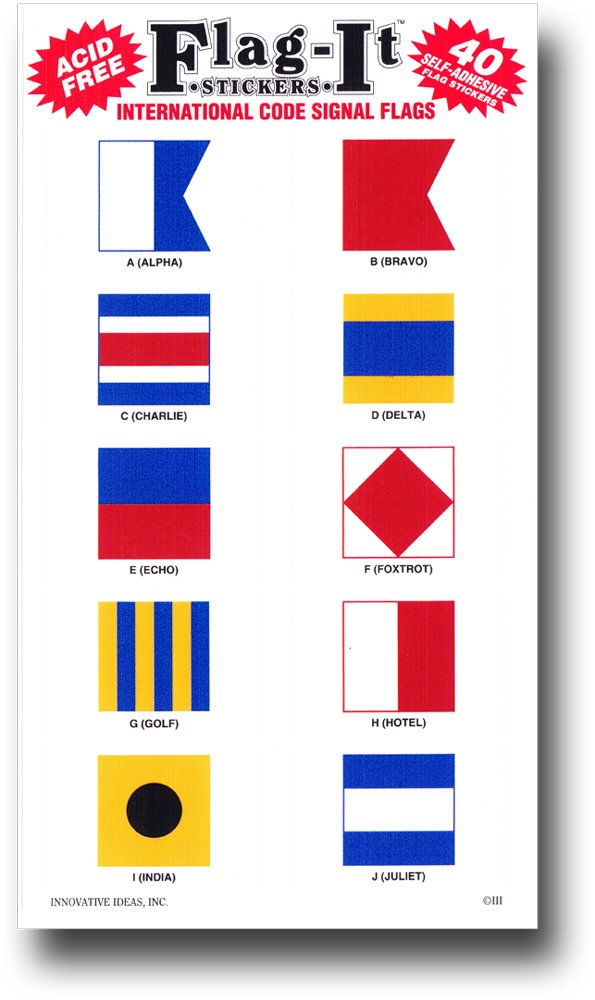 Nautical Code Signal Stickers - 40 Pack International Maritime Alphabet Decals for Boats, Ships & Watercraft | Perfect for Nautical Decor, Marine Signaling & DIY Projects