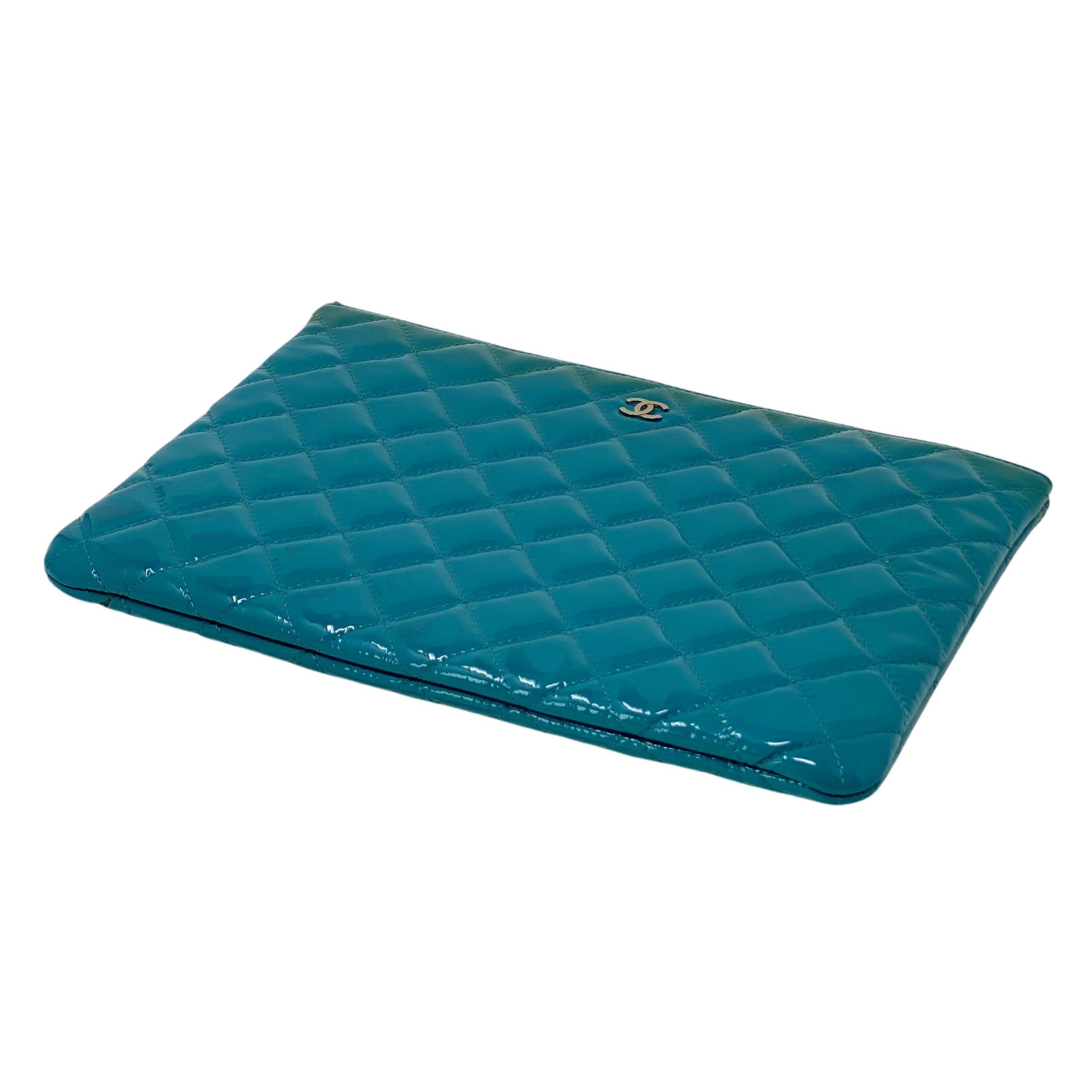 Chanel Small Turquoise O Case Pouch - Luxury Leather Wallet for Women - Perfect for Everyday Use & Travel Accessories