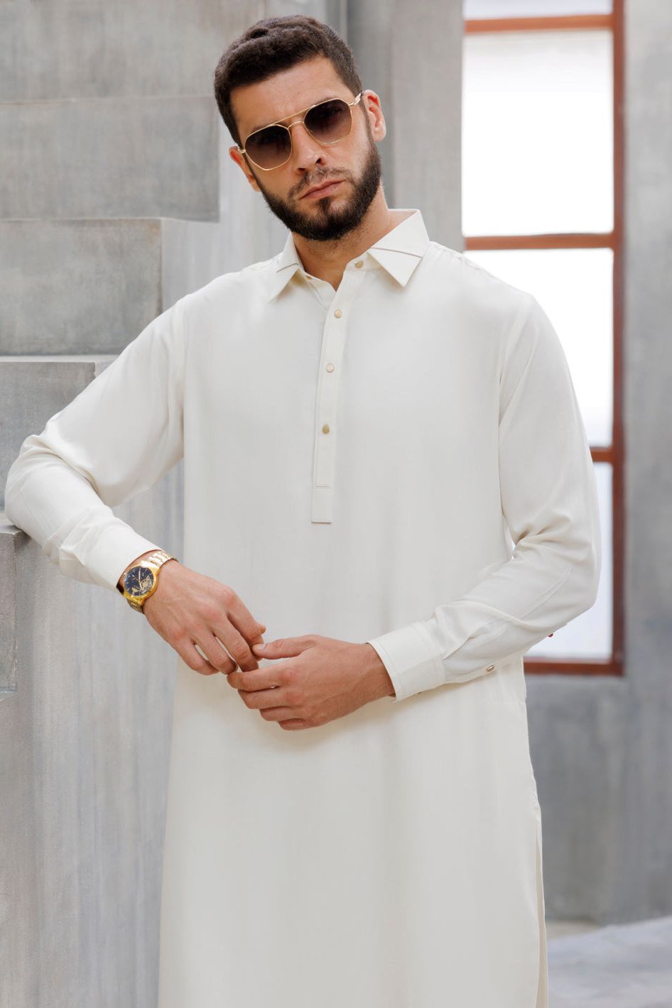 Stylish Blended Cream Shalwar Kameez by Almirah - Premium Pakistani Traditional Outfit for Women - Perfect for Weddings, Festivals & Special Occasions