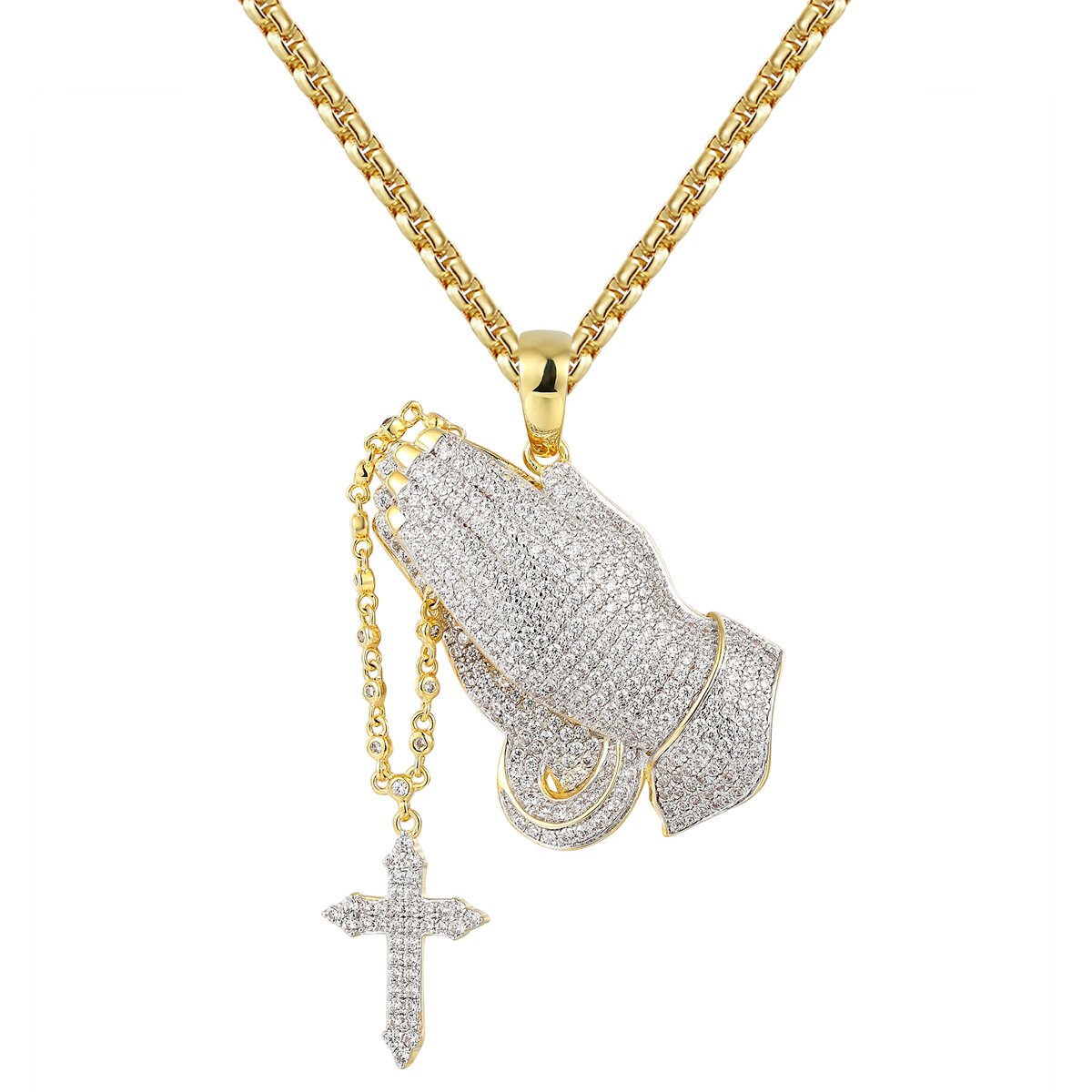 Religious Praying Hands Rosary Pendant Tennis Bracelet Set - Perfect for Catholic Prayer, Spiritual Gifts & Faith Jewelry Collection