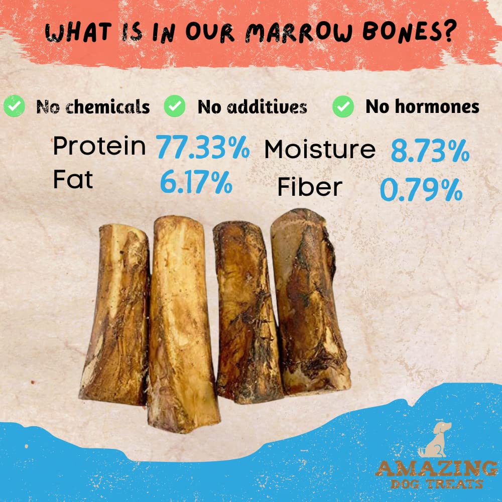 Premium 5-6 Inch Meaty Beef Marrow Bones for Dogs - 30 Count - Long Lasting Natural Dog Chews - High Protein Marrow Filled Bones - Perfect for Aggressive Chewers & Dental Health - Great for Training Rewards and Playtime