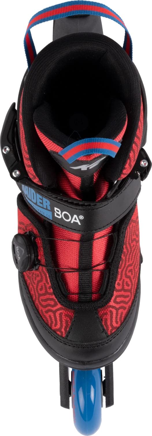 K2 Raider Boa Red Boys Adjustable Inline Skates - Youth Rollerblades with BOA Fit System for Comfort & Performance - Perfect for Outdoor Skating, Fitness & Fun Activities