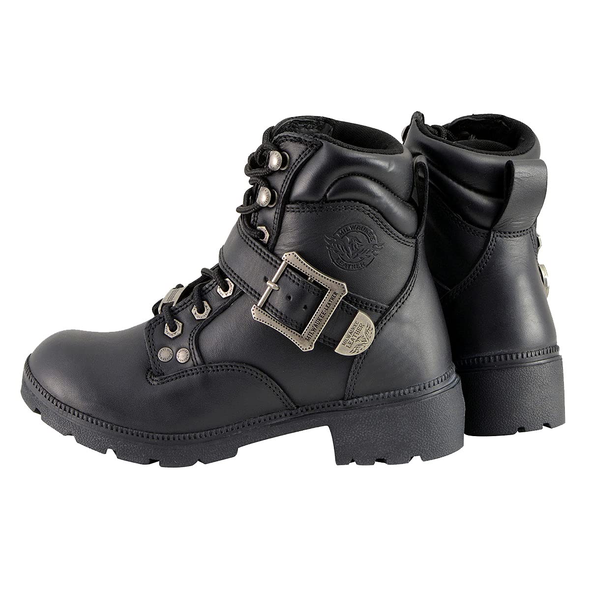 Milwaukee Leather MBL9310 Women's Black Lace-Up Engineer Motorcycle Boots - Perfect for Riding, Biker Events & Everyday Fashion