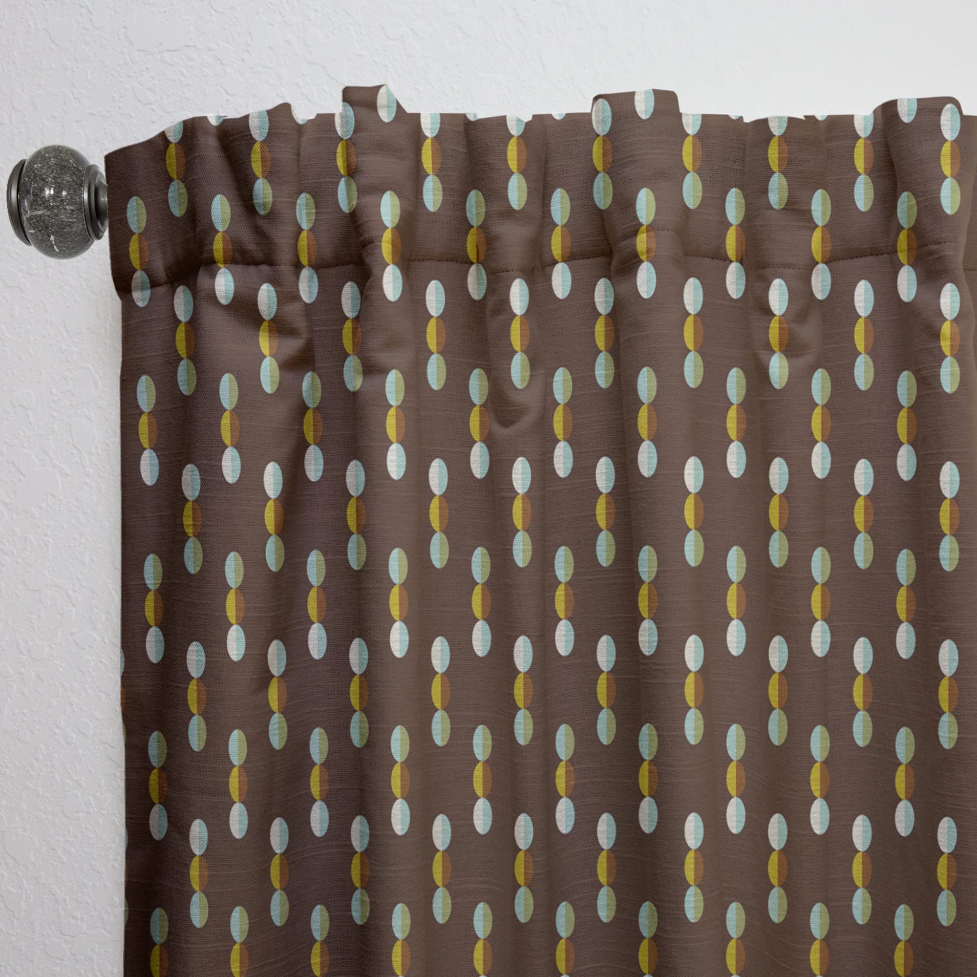 Geometric Mod Dot Blackout Curtains - Thermal Insulated Single Panel (52x120 Inch) for Bedroom & Living Room - Modern Window Drapes for Home Decor & Light Blocking