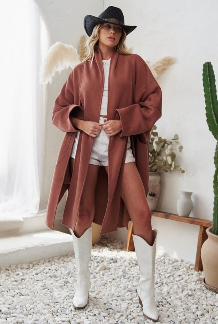 Oversized Knit Cardigan with Scarf Detail - Cozy Women's Chunky Sweater for Fall & Winter - Perfect for Layering, Office Wear, and Casual Outfits
