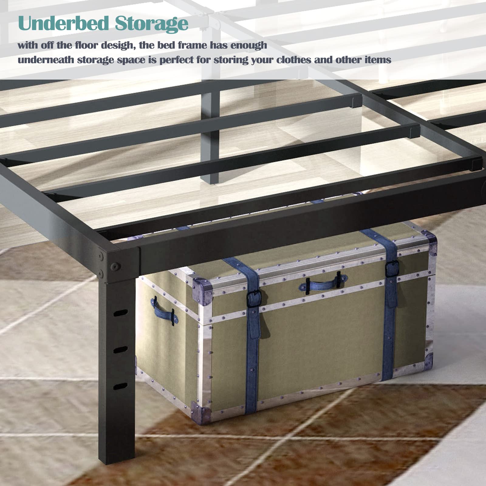 Heavy Duty Metal Twin Size Platform Bed Frame - No Box Spring Needed, 14 Inch Height, Supports 1000 lbs, Easy Assembly & Noise Free (Black) - Perfect for Kids Rooms, Guest Beds & Small Spaces