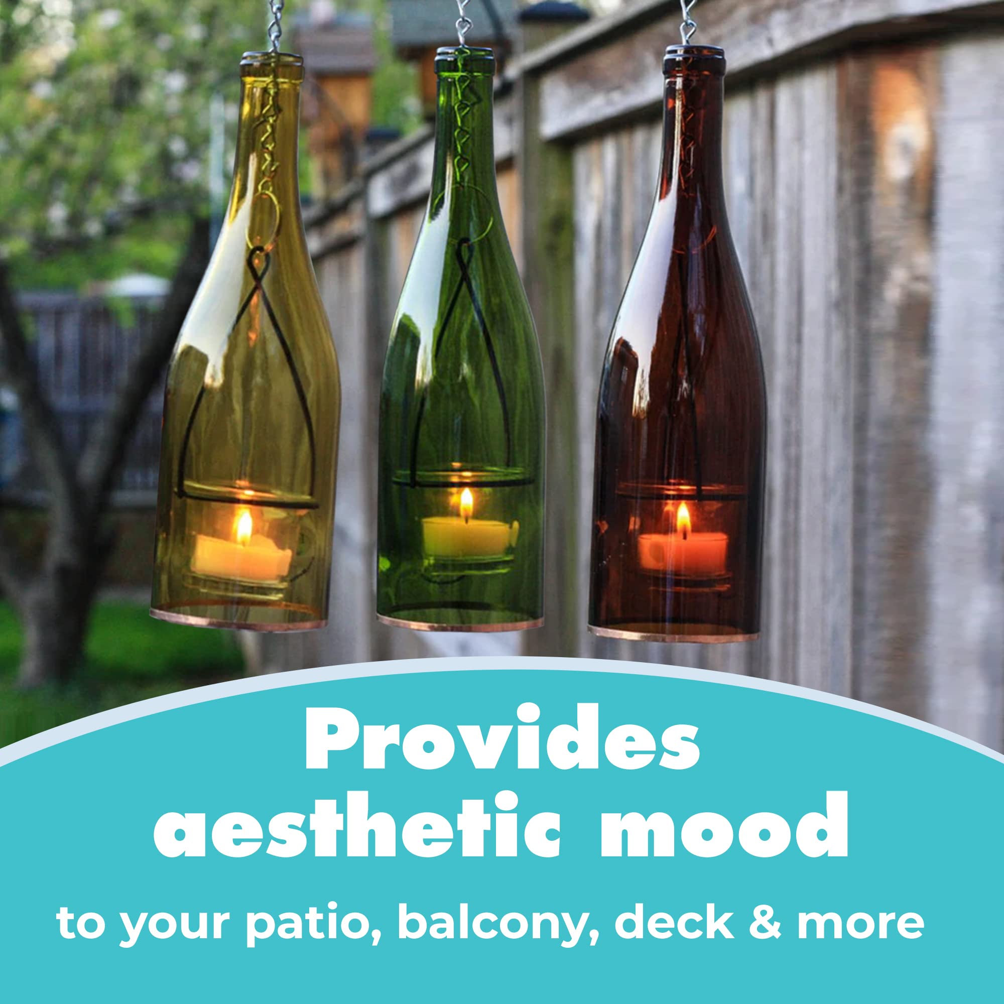Rustic Hanging Wine Bottle Lantern Lights - Indoor/Outdoor Decorative LED Candle Holders for Wedding, Patio, Garden & Home Decor (Set of 4) - Perfect for Romantic Dinners, Backyard Parties & Cozy Ambiance