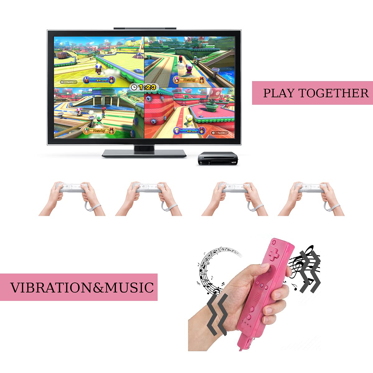 Original Wii Remote Controller for Nintendo Wii & Wii U - Wireless Gamepad with Silicone Case & Wrist Strap (Pink) | Replacement Controller for Wii Sports, Mario Kart & Party Games | Perfect for Family Game Nights & Multiplayer Gaming