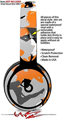 Beats Solo Pro Headphone Skin Decal Wrap - Sexy Girl Silhouette Camo Orange Design | Protective Vinyl Cover Compatible with Original Beats Solo Pro (Headphones Not Included) | Perfect for Gym, Travel & Daily Use