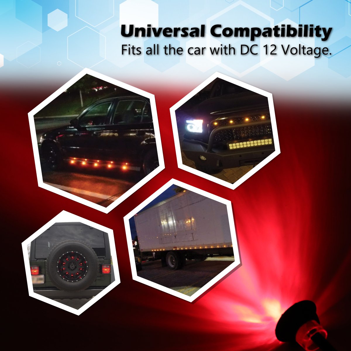 MADCATZ 20-Pack 3/4 Inch Mini Round Smoked Lens Red LED Clearance Marker Lights - Waterproof 12V DC Universal Trailer Truck Lights with Rubber Grommet for Pickup, Lorry & Commercial Vehicles - Perfect for Night Driving Safety & Vehicle Visibility