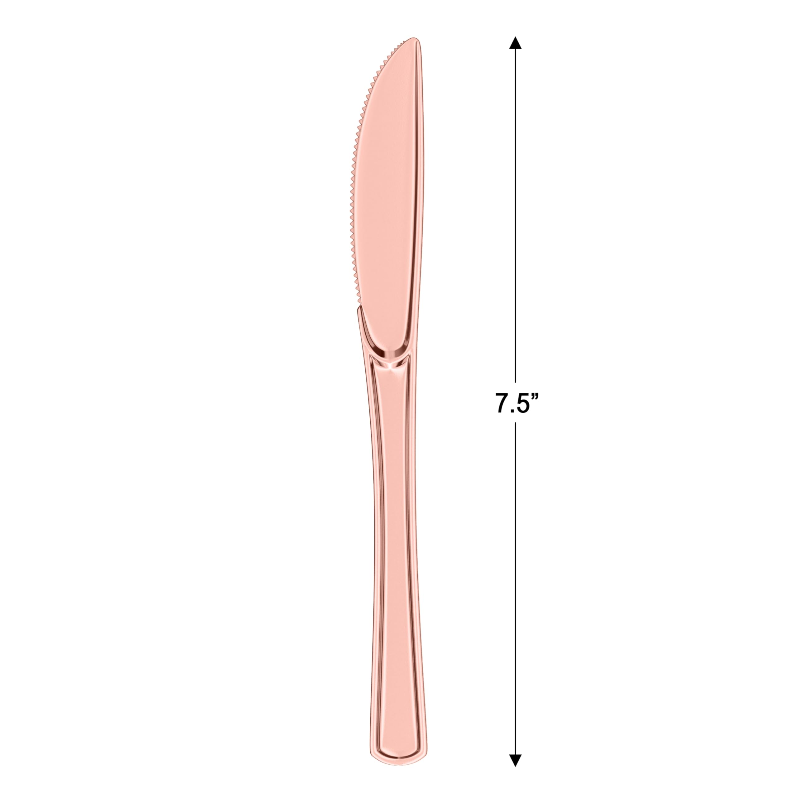 Premium Rose Gold Plastic Knives - Heavy Duty 160-Piece Disposable Cutlery Set | Elegant Flatware for Wedding, Birthday Party, Picnic & Catering Events - Durable & Stylish Eating Utensils