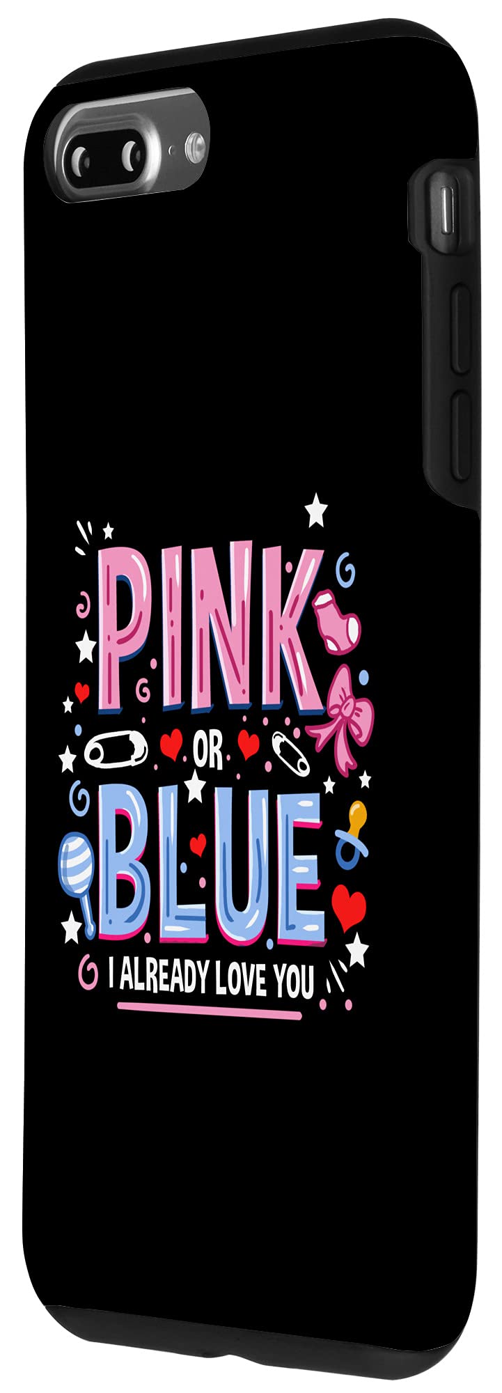 iPhone 7 Plus/8 Plus Pink or Blue Gender Reveal Case - Perfect for Baby Shower Announcements & Surprise Parties