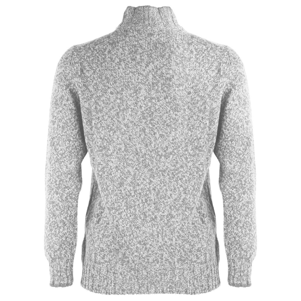 GRAN SASSO Super Geelong Mock Button Sweater - Grey Cream Color | Cozy Knit Pullover for Men & Women | Perfect for Fall & Winter Fashion, Office Wear & Casual Outings