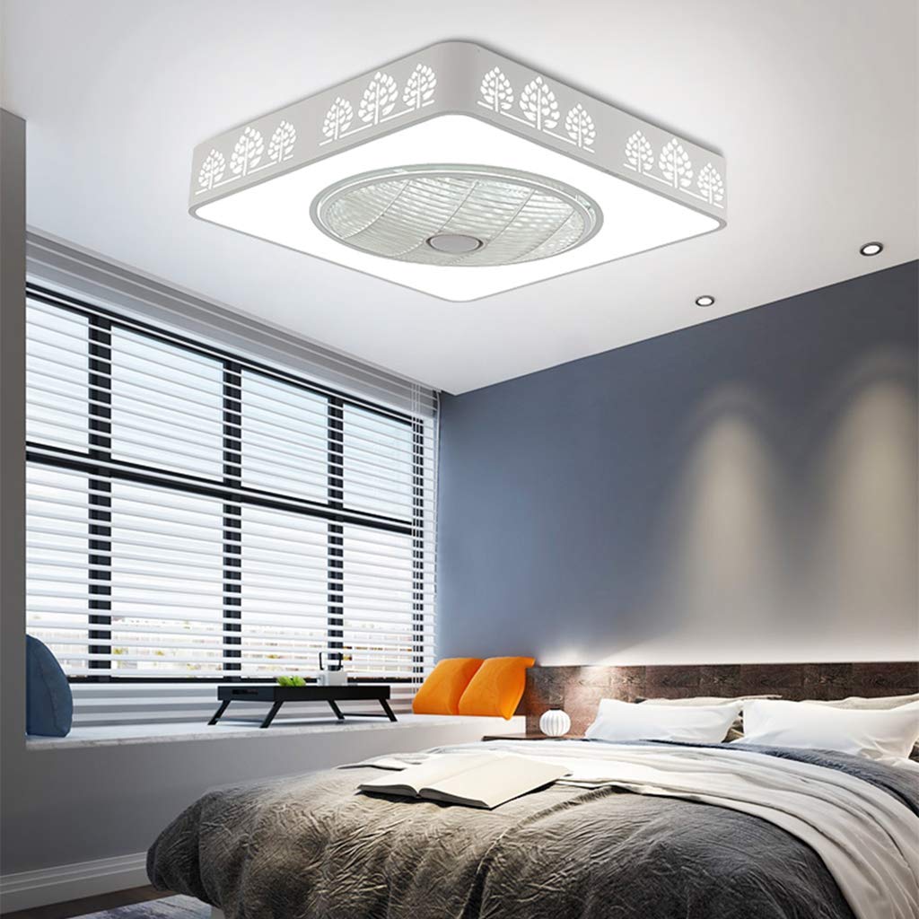 Ultra-Thin Square LED Ceiling Fan Light with Remote Control - 55x55cm, 35W - Perfect for Bedroom, Living Room & Office Cooling & Lighting