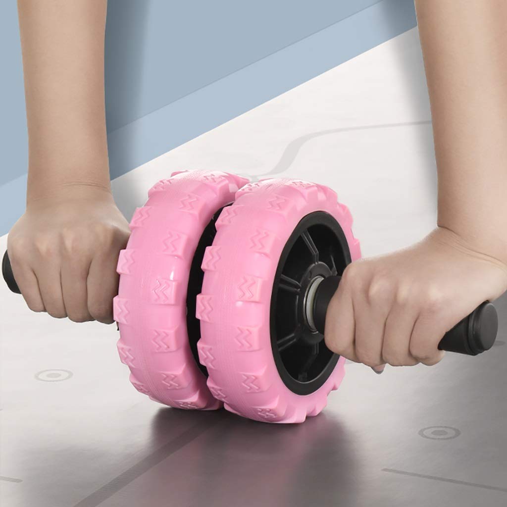 Pink Double Wheel Ab Roller with Non-Slip Grips - Core Strengthener for Abs, Arms & Back - Home Gym Equipment for Full-Body Workout | Perfect for Home Fitness, Office Exercise & Strength Training