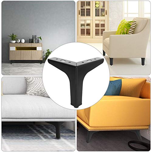 5 Inch Modern Metal Furniture Legs - 12 Pack Replacement Couch Feet for Sofa, TV Stand, Cabinet & Chair - Heavy Duty Adjustable Furniture Supports for Living Room, Bedroom & Office Decor