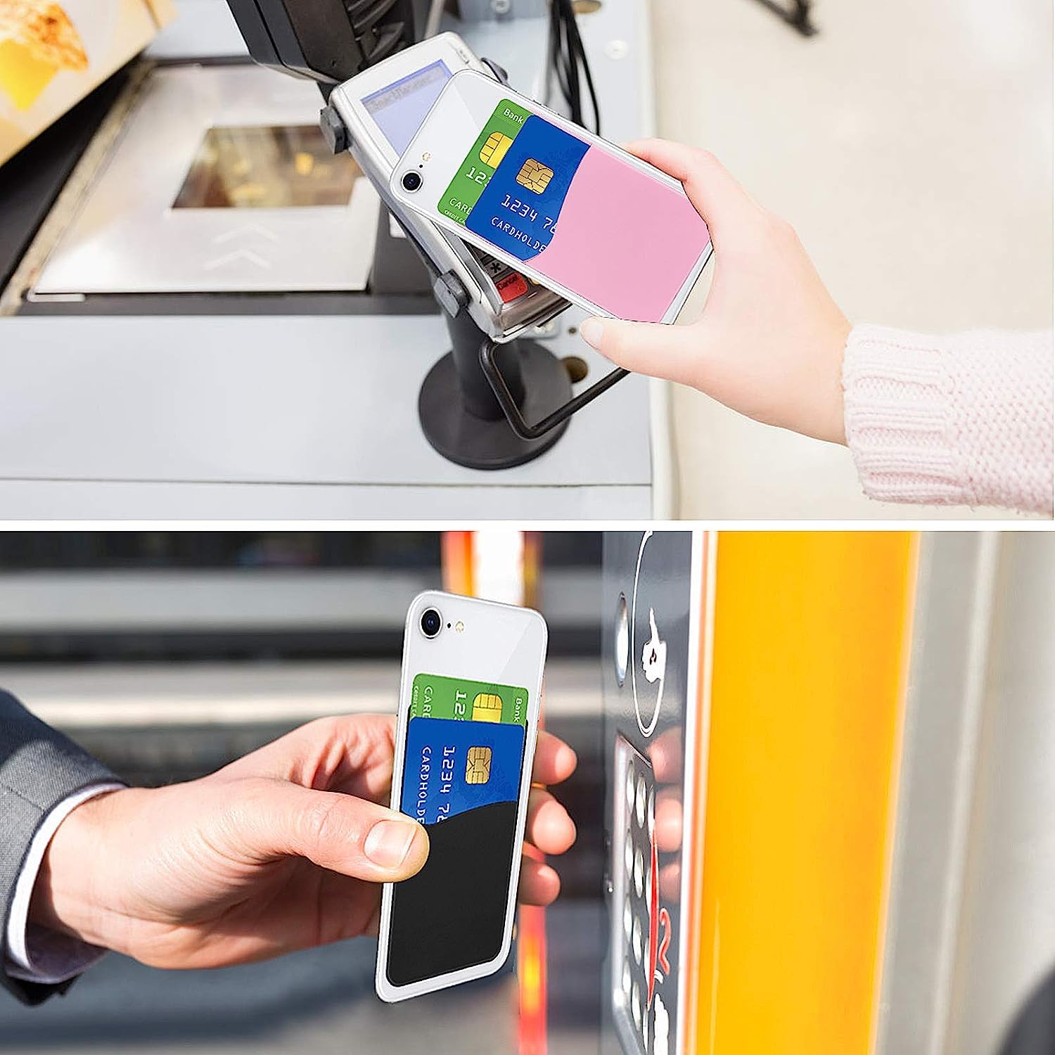 Senose Phone Wallet - Stick On Card Holder for iPhone, Android & Samsung Galaxy - 5 Pack | Slim Back of Phone Storage for Credit Cards & IDs | Perfect for Travel, Shopping & Everyday Use