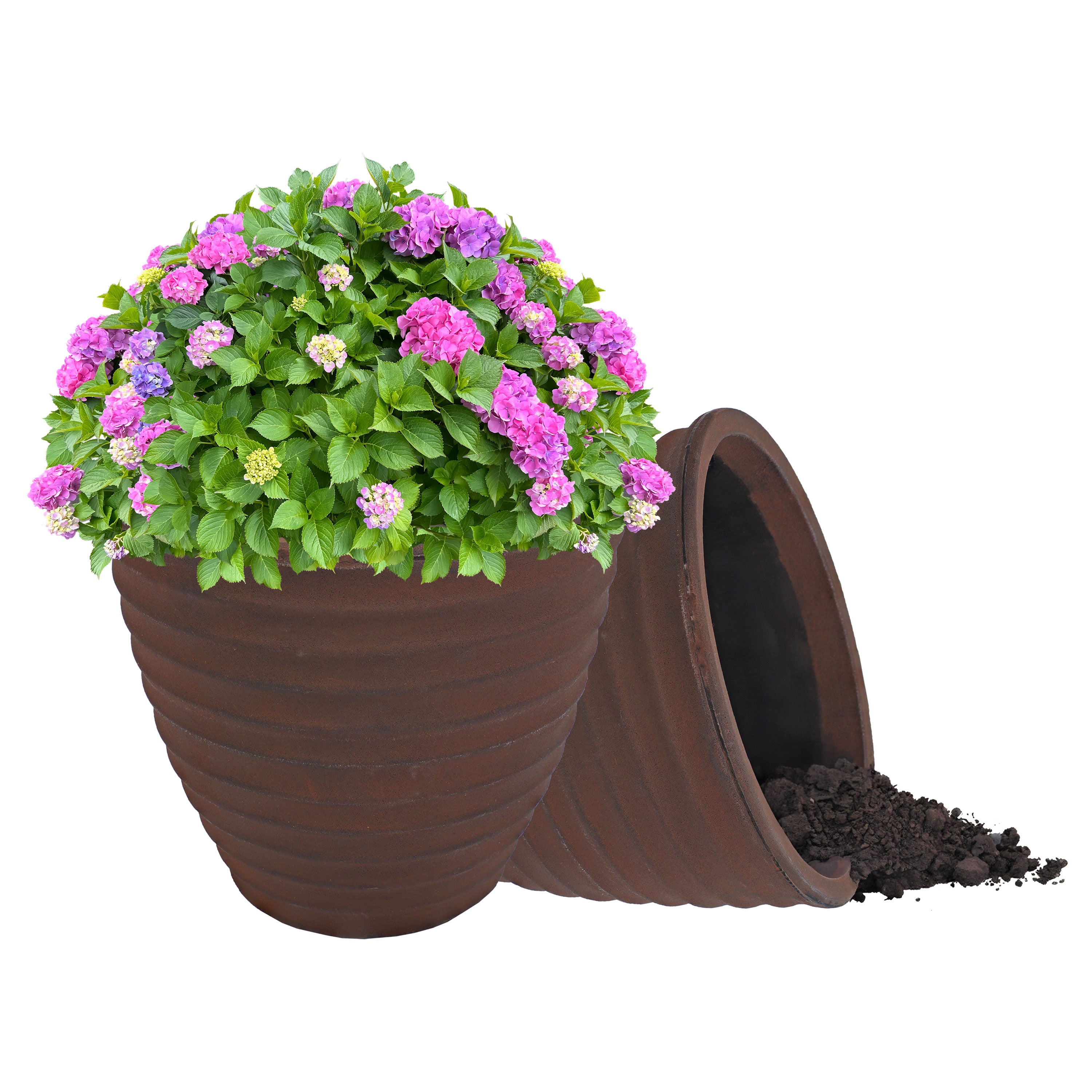 Sunnydaze Polyresin Ribbed Outdoor Plant Pot - Rust-Resistant Garden Decor for Patio, Deck & Balcony | Perfect for Succulents, Herbs & Flowers