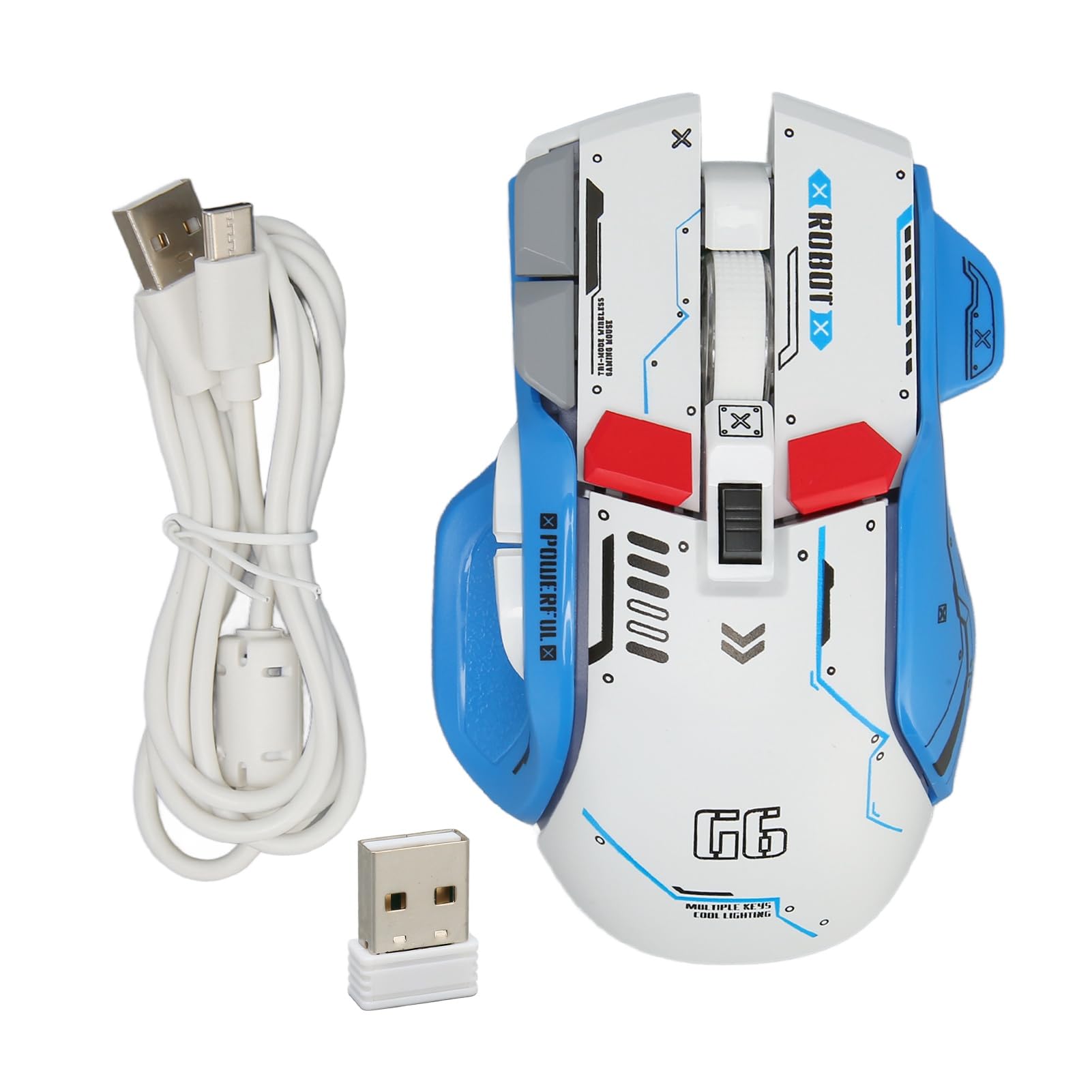 Wireless Gaming Mouse, 2.4G Wired Bluetooth 3-in-1 RGB Gaming Mouse with 11 Color Modes & 5 Adjustable DPI (1600-7200) - Compatible with Windows PC, Mac, Android, iOS - Ergonomic Design for FPS, MOBA, eSports Gaming (White)