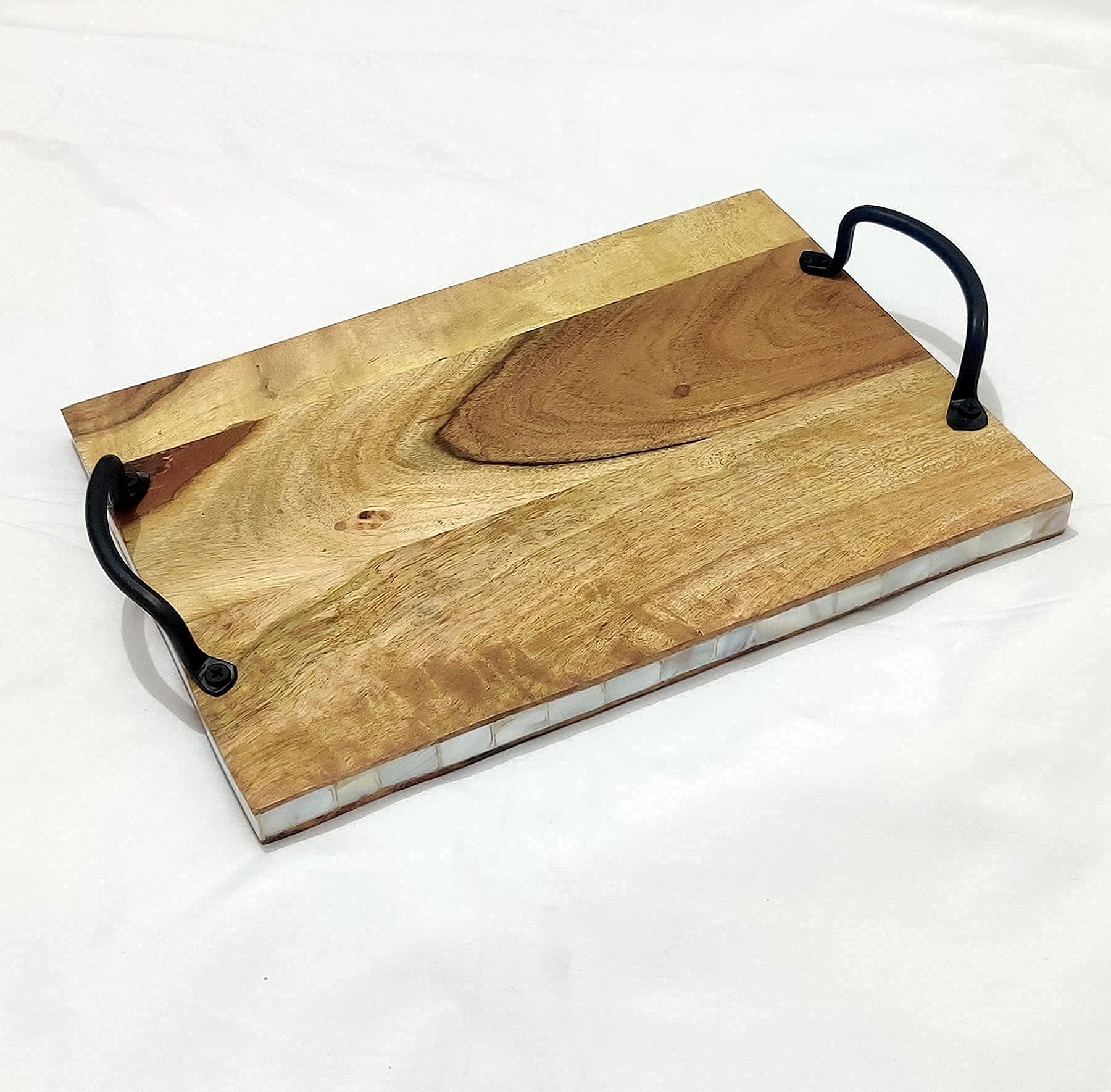 Handmade Acacia Wood Serving Tray with Handle - Elegant Round Breakfast Tray for Coffee, Tea, and Brunch - Perfect for Bedroom, Kitchen, and Hostess Gifts