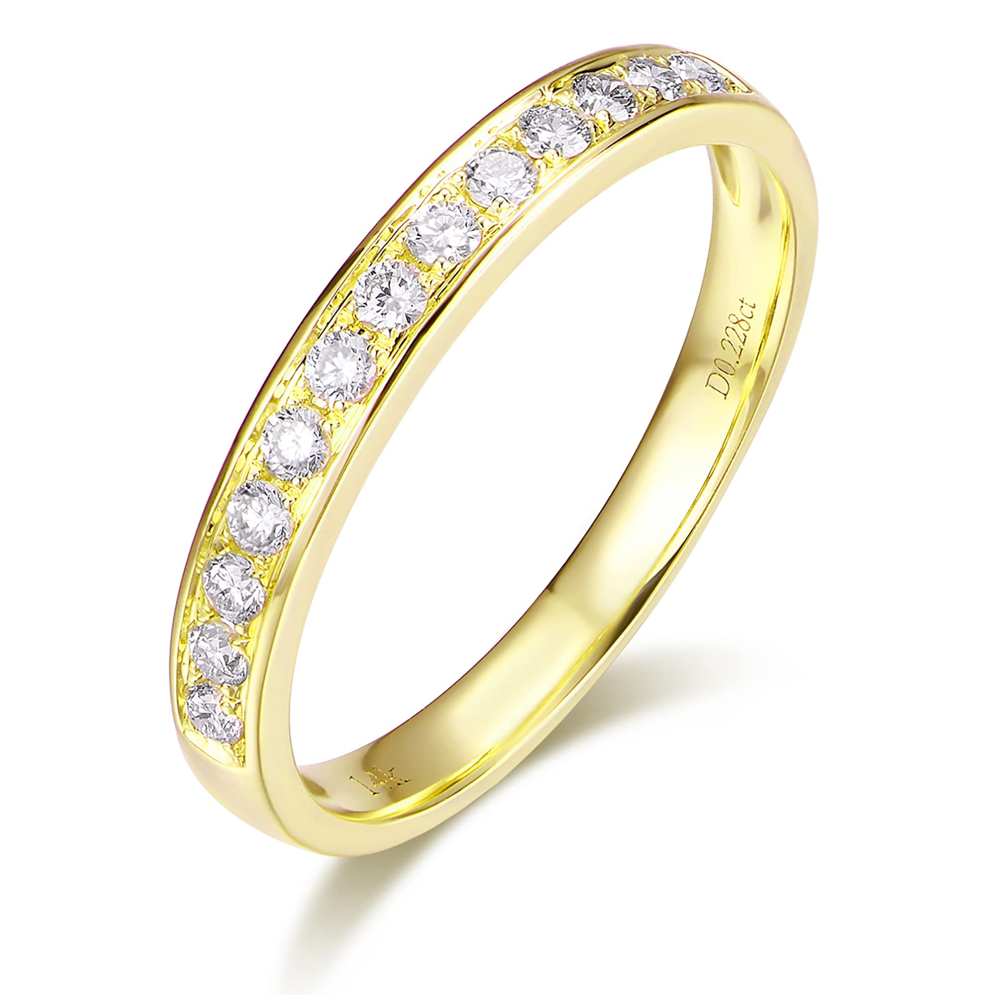 14K Gold 2mm Dainty Eternity Moissanite Wedding Band - Elegant Stackable Ring for Women, Bridal Jewelry, Anniversary Gift | Perfect for Everyday Wear, Engagement Stack, and Special Occasions