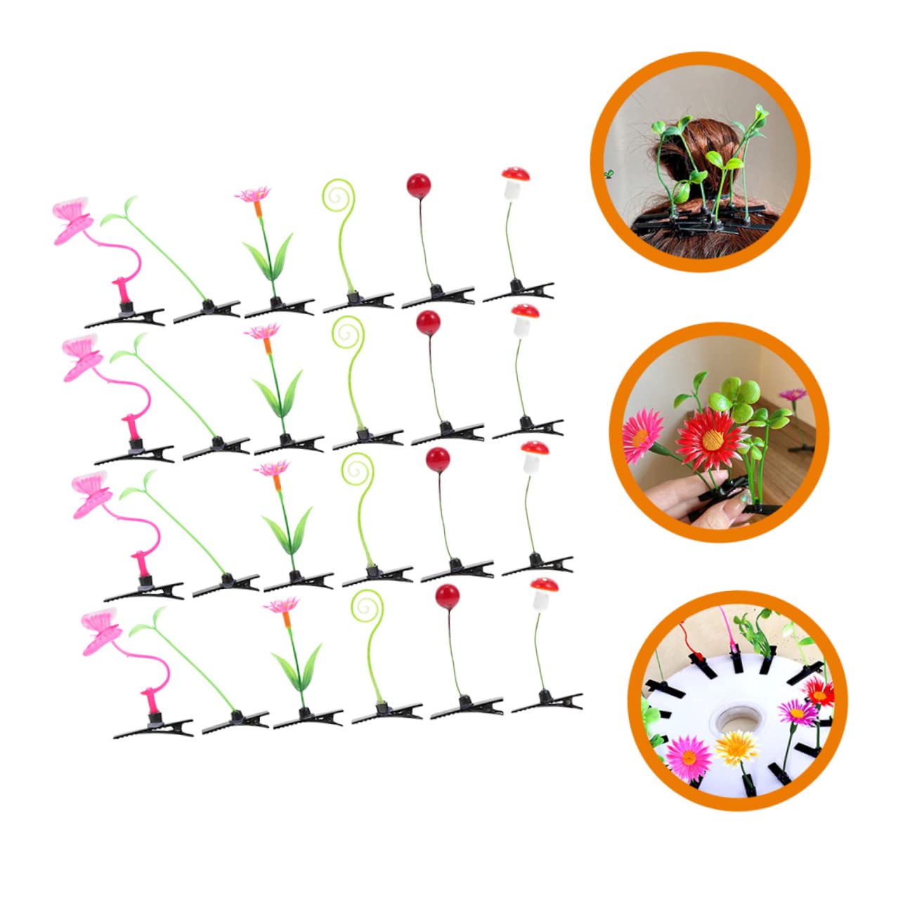 BIUDECO 24pcs Plant Hair Clips for Girls - Fun Sprout Hair Bows for Teens & Kids - Perfect for School & Parties