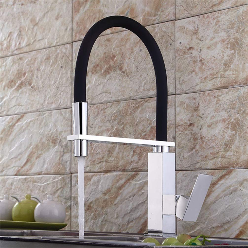 Bronze Pull-Down Kitchen Faucet with Spring Spout - Hot & Cold Water Mixer Tap for Deck Mounted Sink - Perfect for Modern Farmhouse & Rustic Kitchen Designs